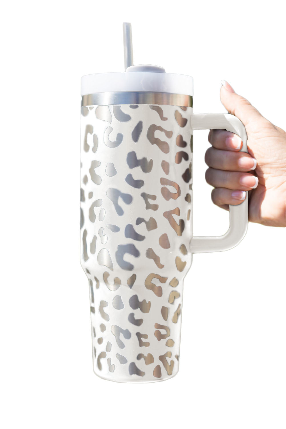 Assorted Colors 40oz Stainless Steel Portable Leopard Tumbler Mug With Handle