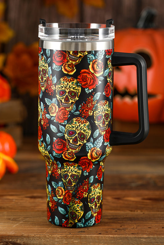 Yellow Sugar Skull Printed Halloween Fashion Tumbler