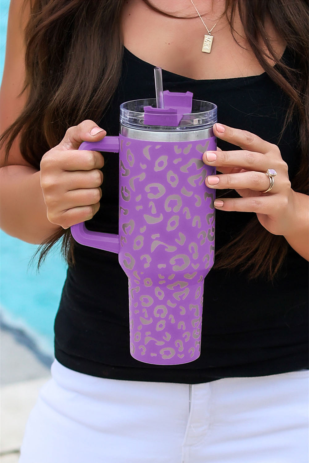 Multi Colors in this Leopard Stainless Double Insulated Tumbler Mug with Handle